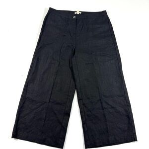 Eileen Fisher Wide Leg Crop Linen Pants Black Size 10
